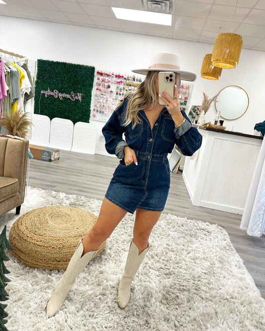 Dark Denim Button Down Mini Dress