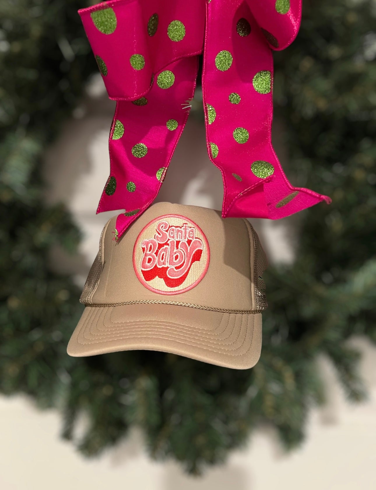 Beige Santa Baby Trucker Hat