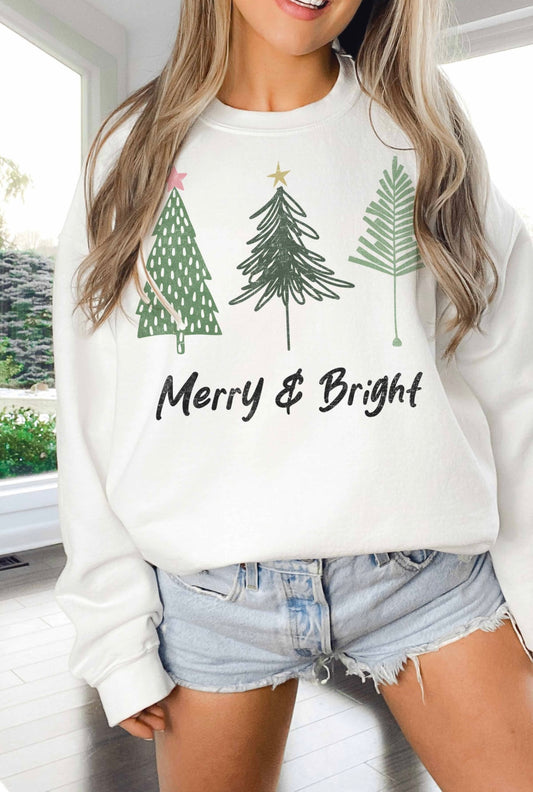 White Merry and Bright Oversized Sweatshirt