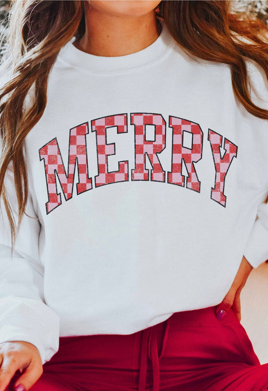 Retro Merry Graphic Sweatshirt