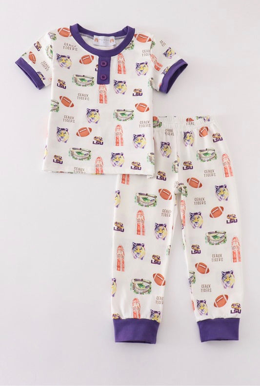 Purple geaux tiger boy pajamas set