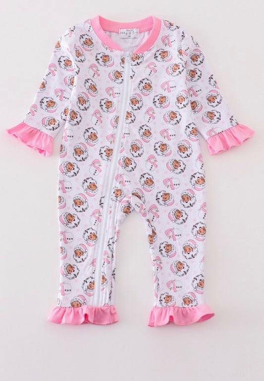 Pink Santa print Onesie