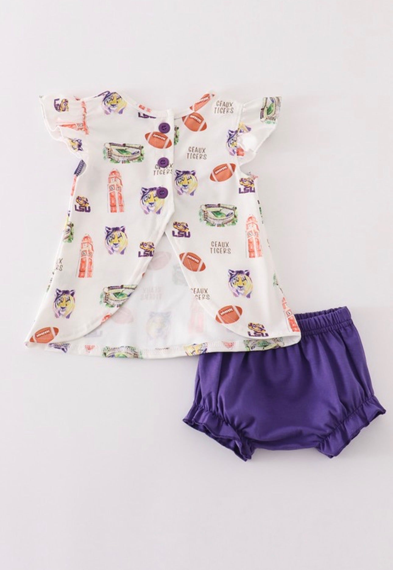 Purple geaux tiger baby girl set