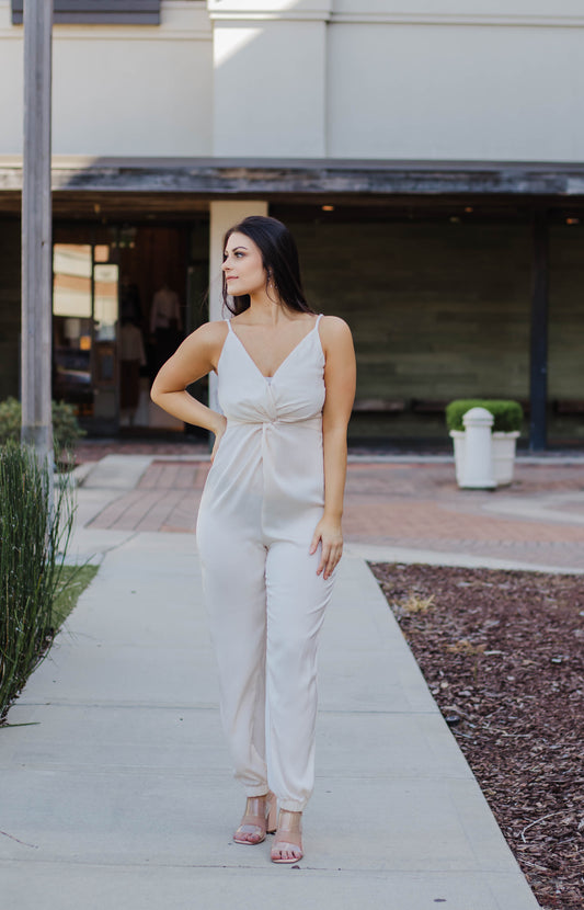 Front Knot Champagne Jumpsuit